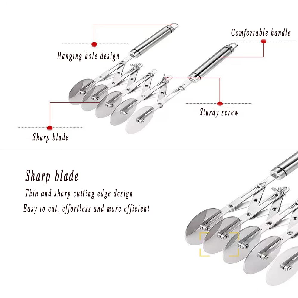 MTOMDY 5-wheel dough cutter stainless steel body with polished finish.