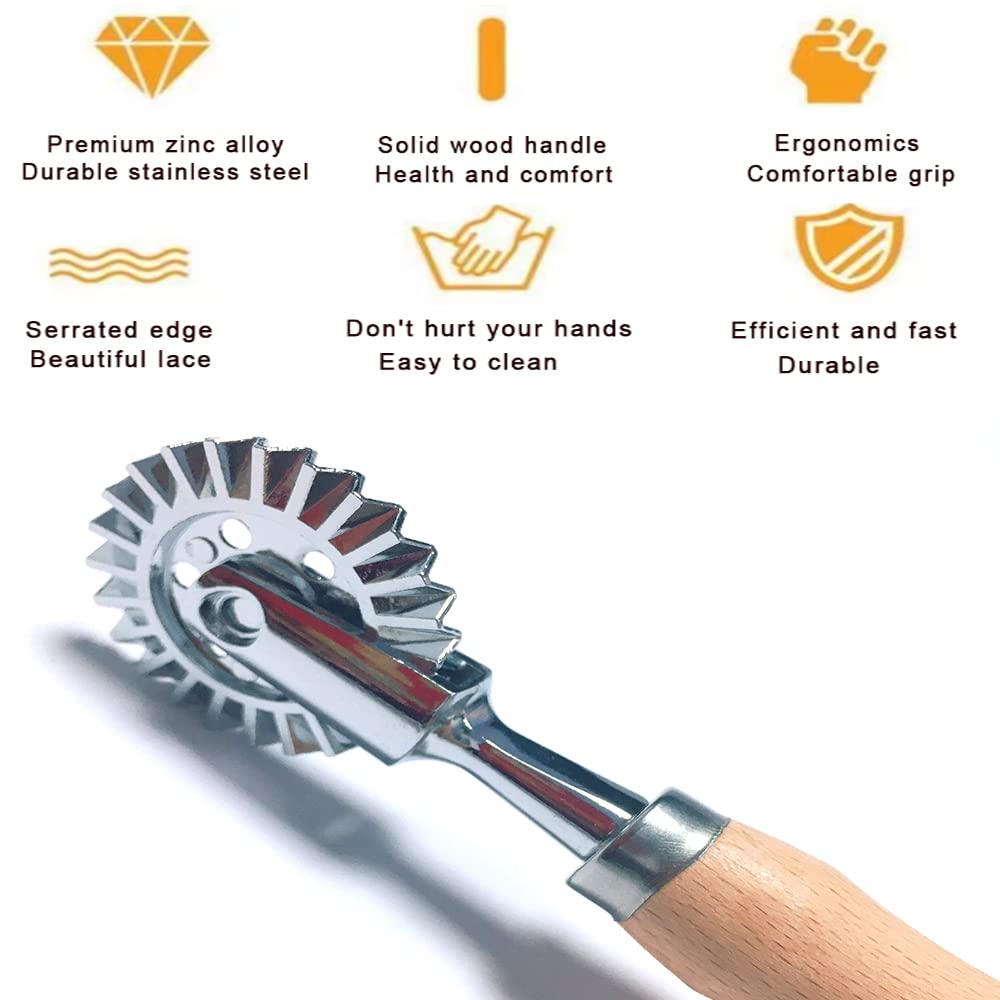 MTOMDY pastry wheel wooden handle ergonomic design reduces hand fatigue