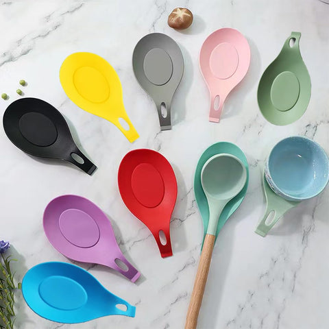 MTOMDY silicone spoon rest set in vibrant colors for tidy stovetop use.