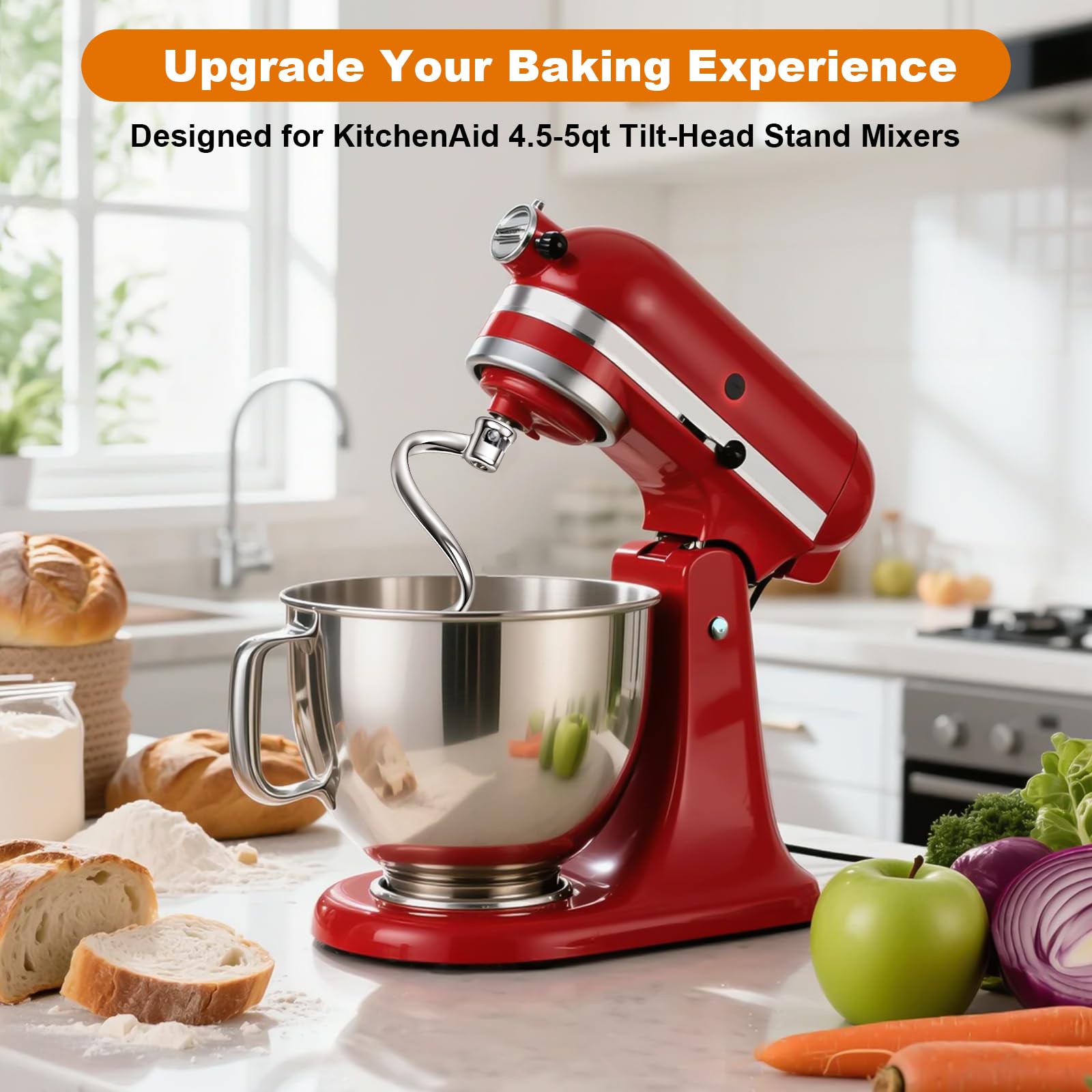 Mttobo spiral dough hook fits 4.5qt and 5qt tilt-head KitchenAid models.