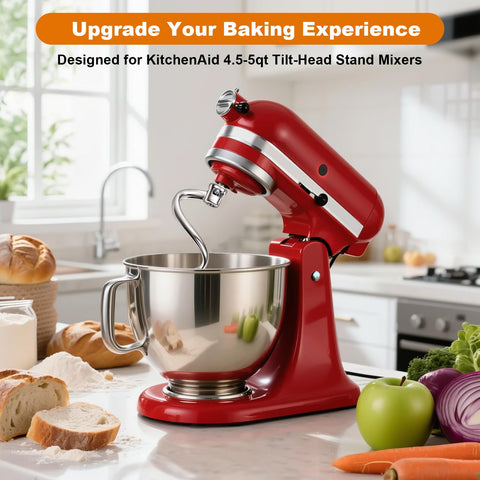 Mttobo spiral dough hook fits 4.5qt and 5qt tilt-head KitchenAid models.