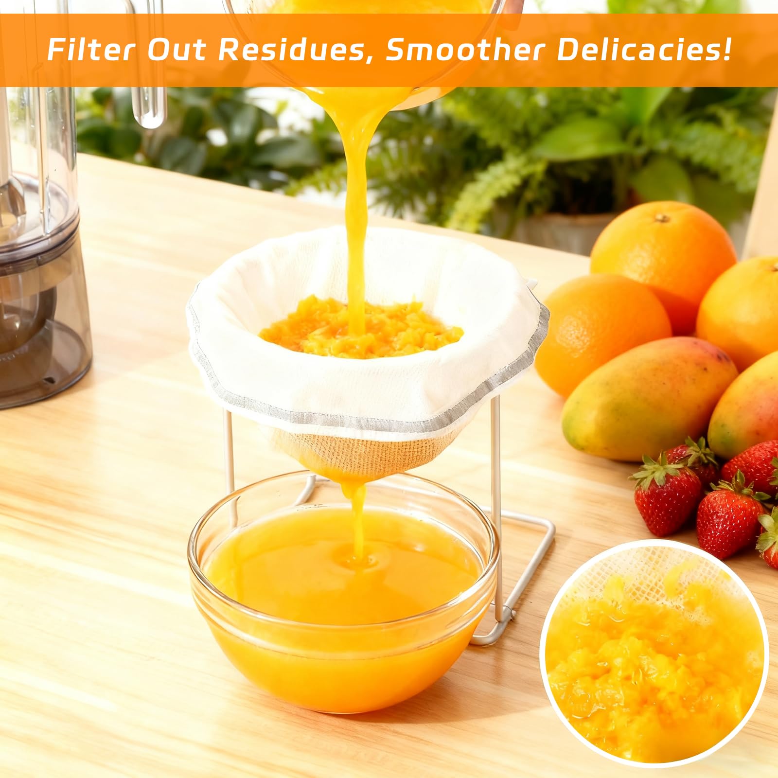 MTZK ultra-fine mesh filter bag for smooth nut milks and clear juices.