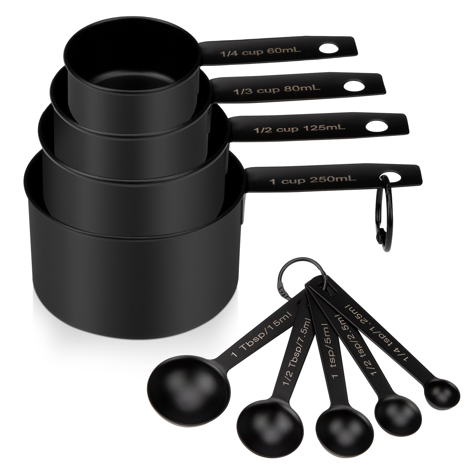 Muchtolove 9-piece stainless steel measuring cups and spoons set for precise cooking