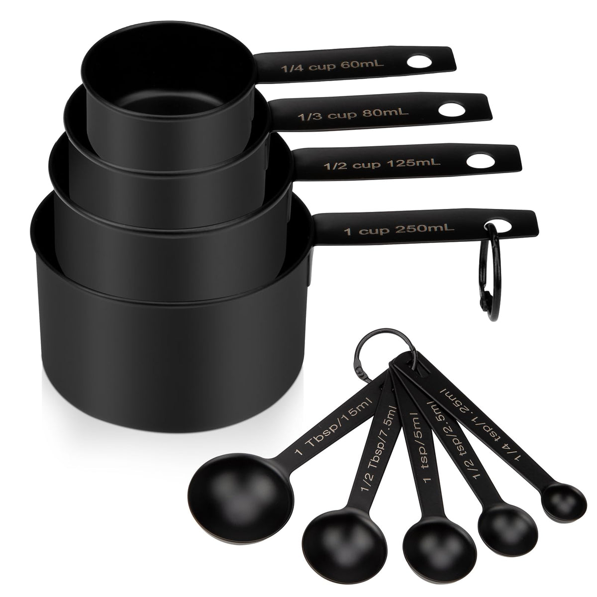 Muchtolove 9-piece stainless steel measuring cups and spoons set for precise cooking