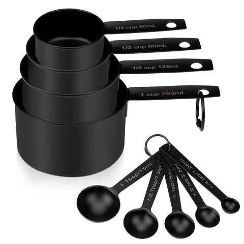 Muchtolove 9-piece stainless steel measuring cups and spoons set for precise cooking