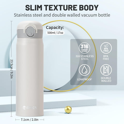 MUCR double-wall stainless steel construction preserves flavor and temperature.