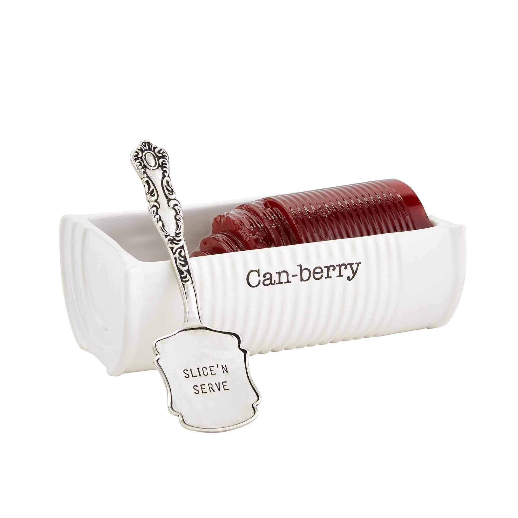 Mud Pie Can-Berry ceramic dish close-up shows can-inspired texture for elegant serving.