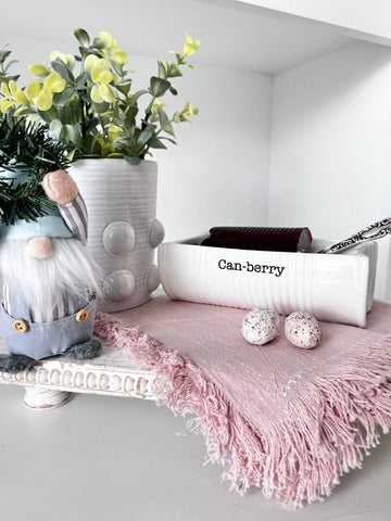Mud Pie Can-Berry set on table ready for seasonal serving ideas.