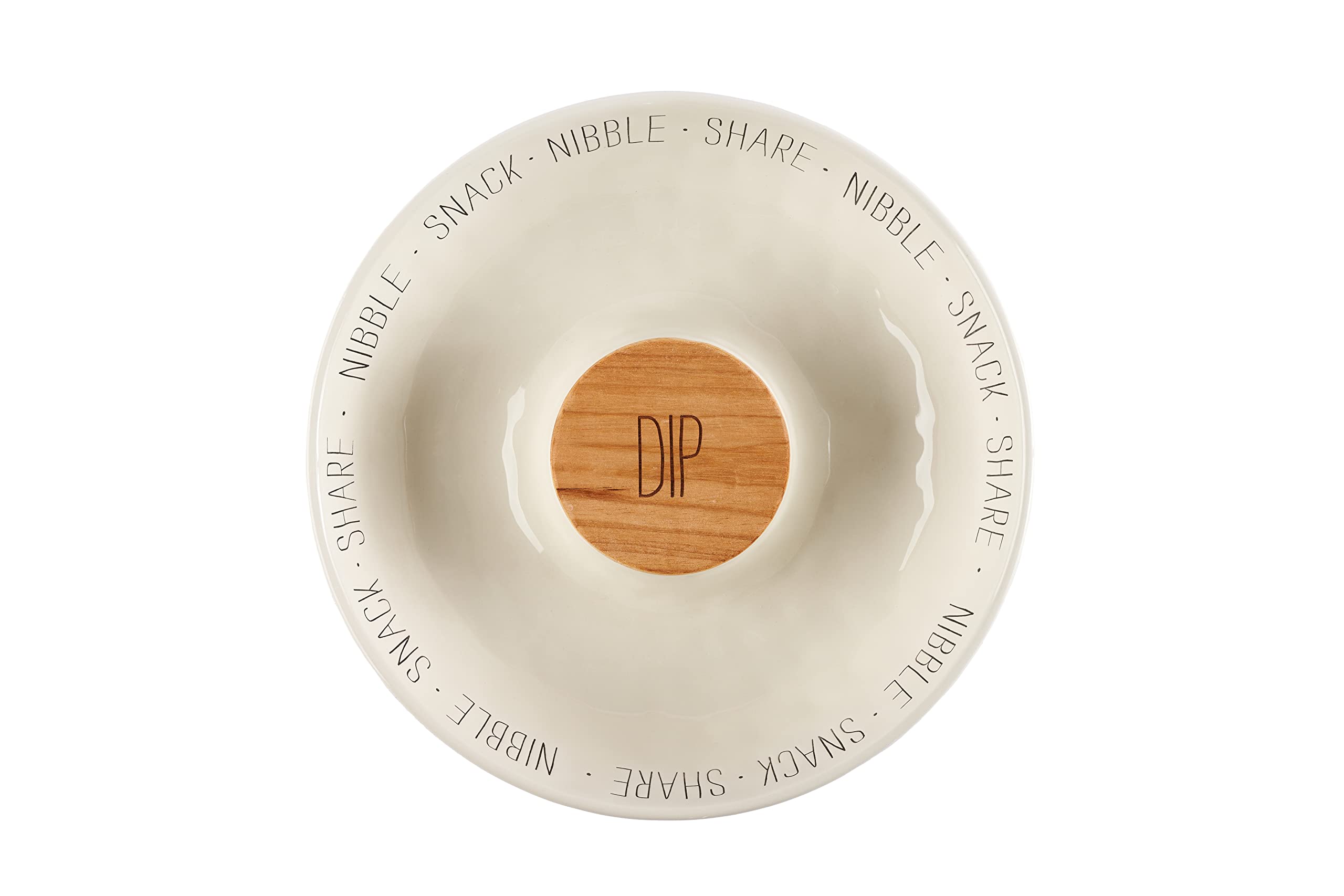 Mud Pie Circa chip n dip set centers a dip well for sauces.