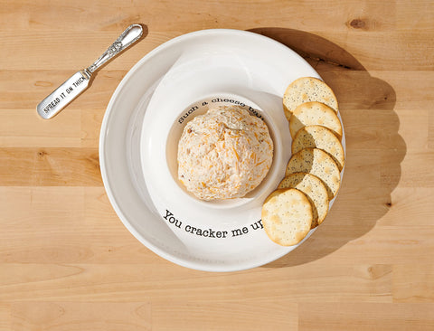 Mud Pie Circa Two-piece Set includes center-well dish and silverplate spreader.