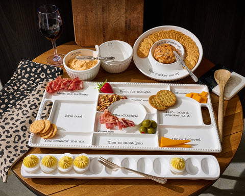 Mud Pie Circa White Ceramic Dish creates versatile use for crackers and dips.