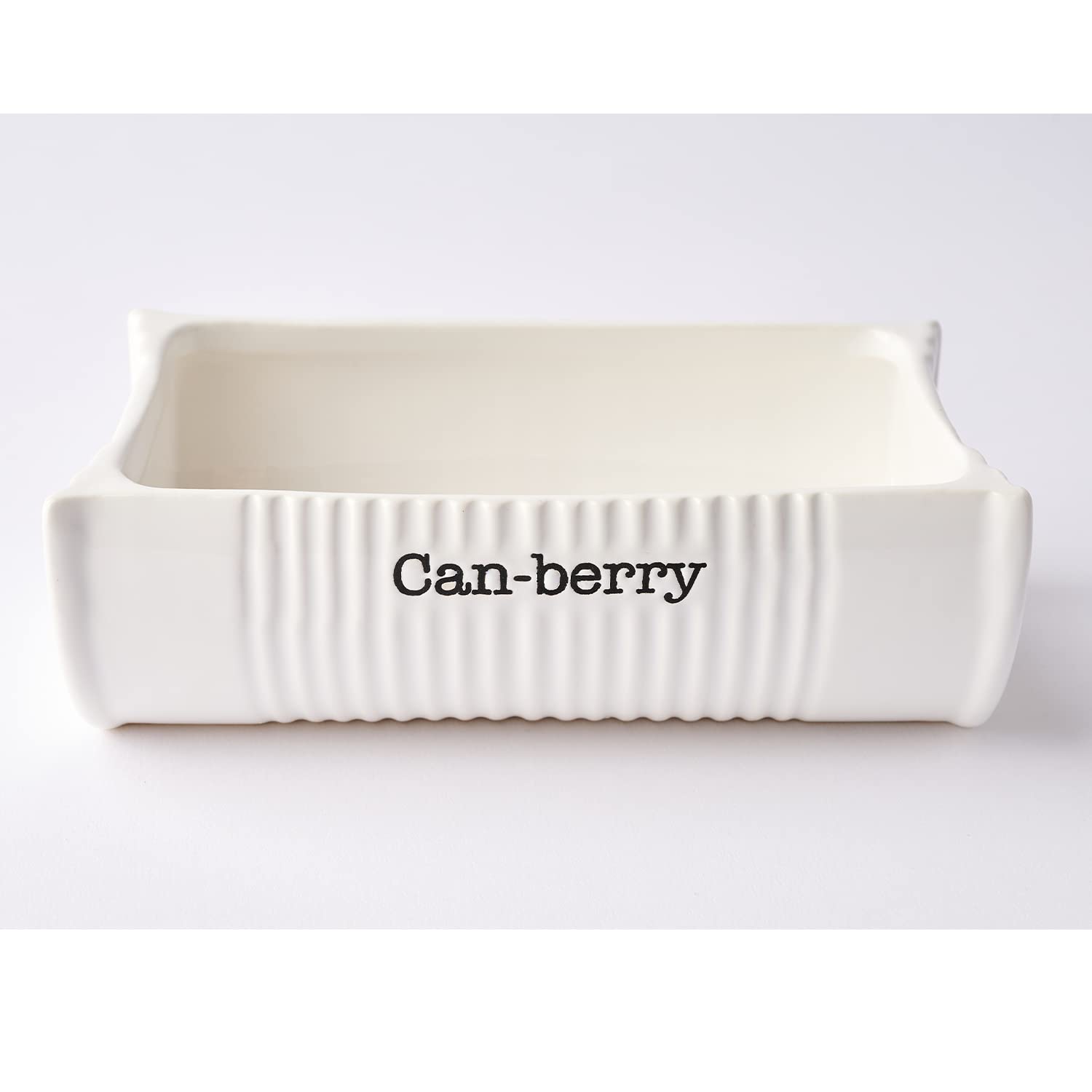 Mud Pie Can-Berry debossed sentiment dish highlights playful Can-berry detail for holidays.