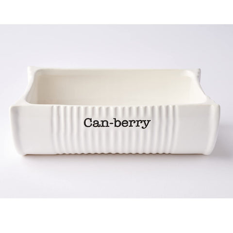 Mud Pie Can-Berry debossed sentiment dish highlights playful Can-berry detail for holidays.