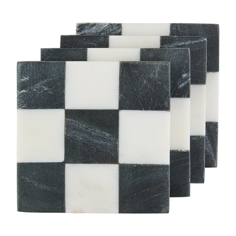 Mud Pie Square Checkered Coaster 4x4 protects surfaces from moisture and elevates table decor