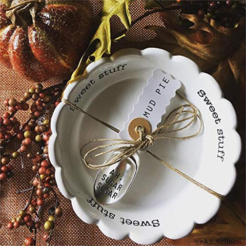 Mud Pie Sweet Stuff shows scalloped edges for delicate tabletop appeal.