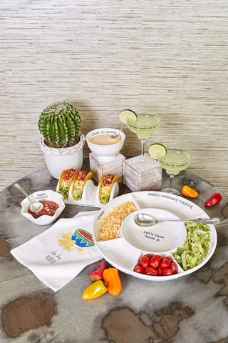 Mud Pie-taco-tuesday-tablescape creates an inviting centerpiece for casual entertaining.