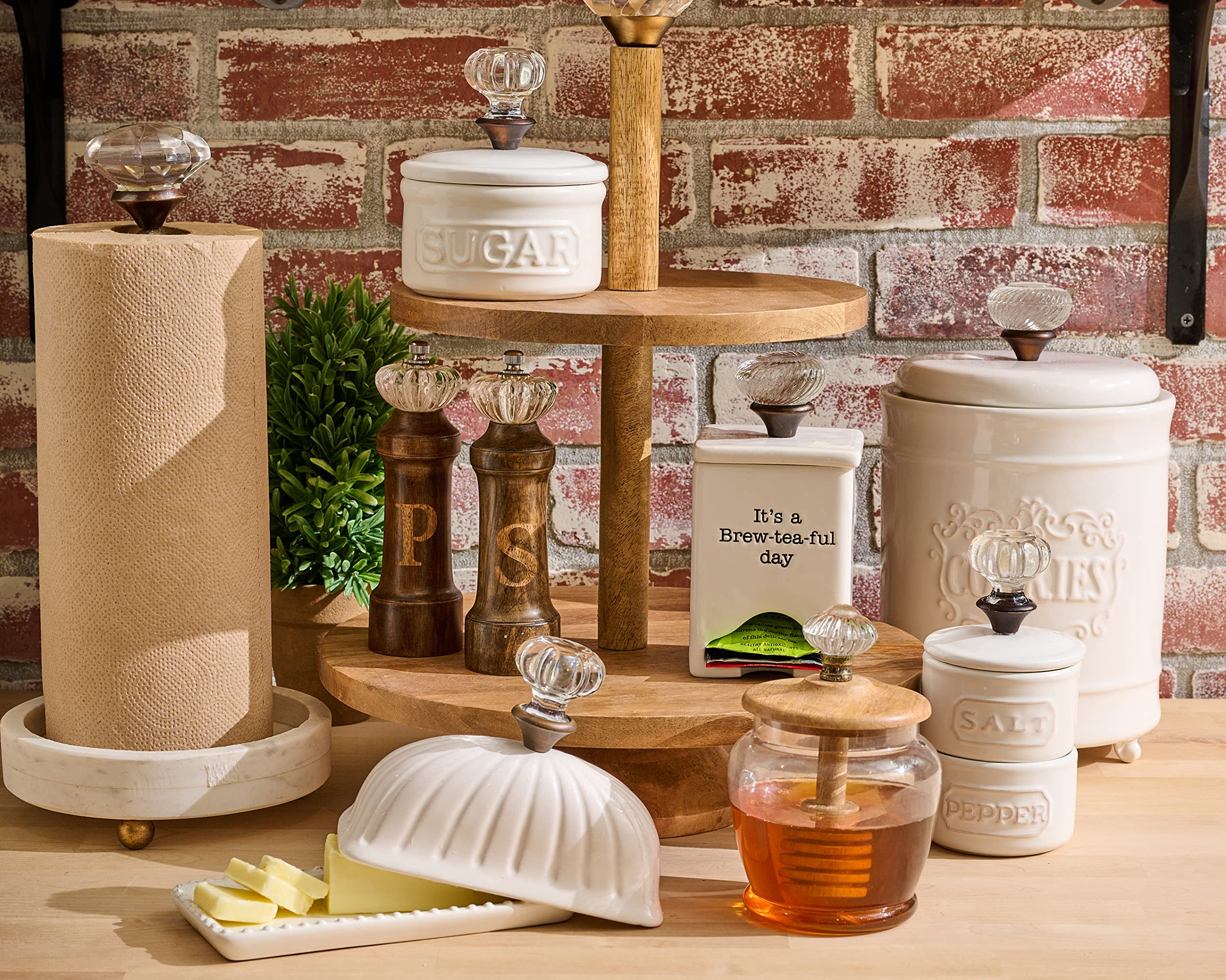 Mud Pie caddy holds teabags up to 3x3 inches