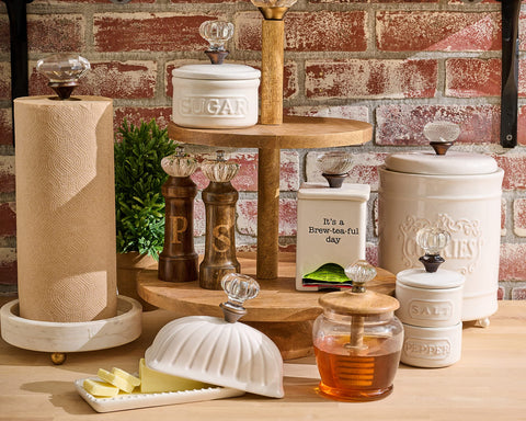 Mud Pie caddy holds teabags up to 3x3 inches