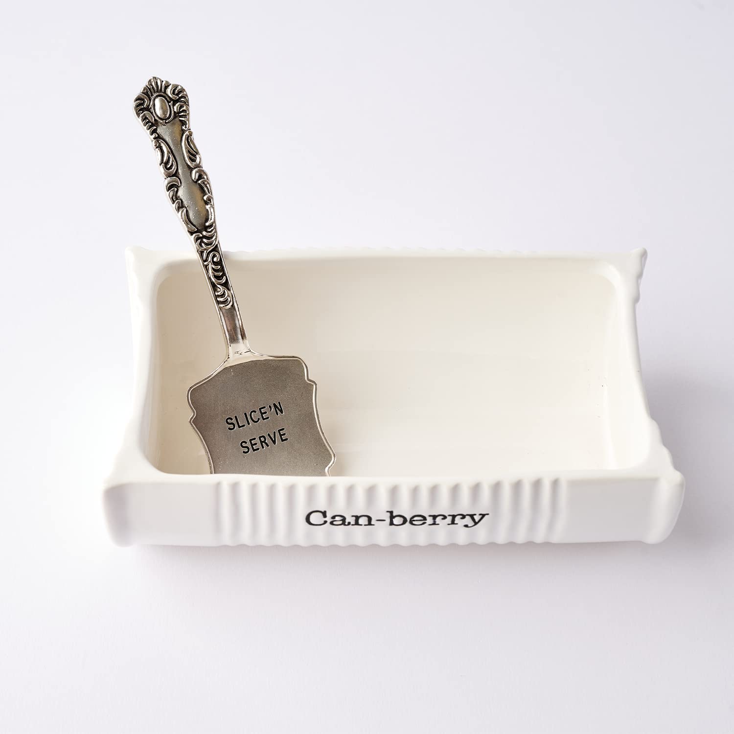 Mud Pie textured white ceramic dish close-up reveals durable glaze and tactile pattern.