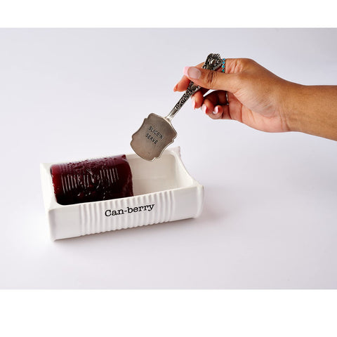 Mud Pie vintage-style silver-plated spatula on display, suggesting classic entertaining flair.