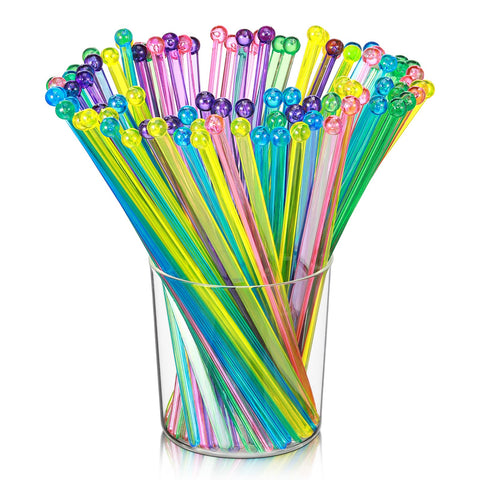 Mudder crystal round-top swizzle 7inch multicolor for elegant cocktails and easy garnishing.