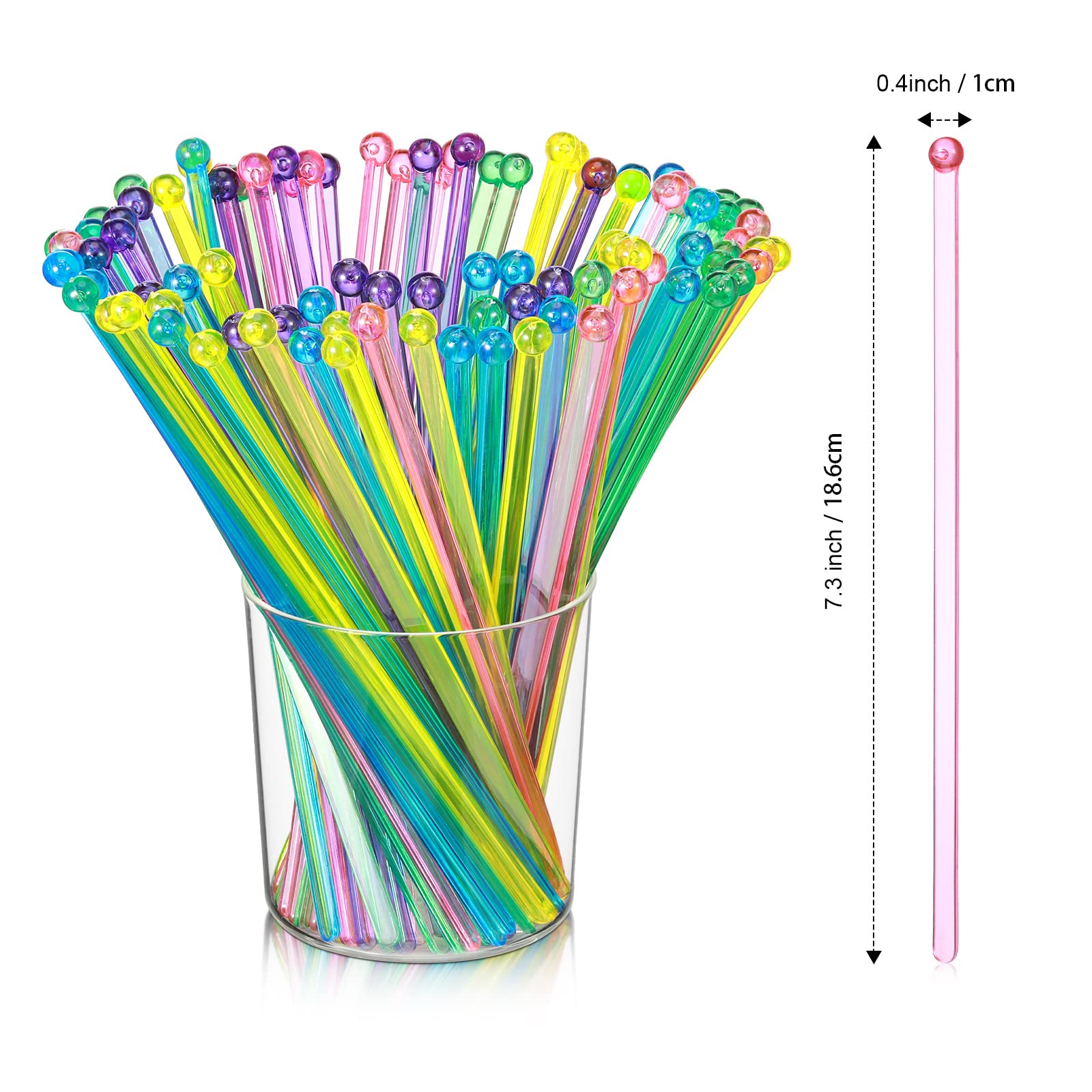 Mudder plastic stirrers with crystal ball top ideal for coffee and iced beverages.