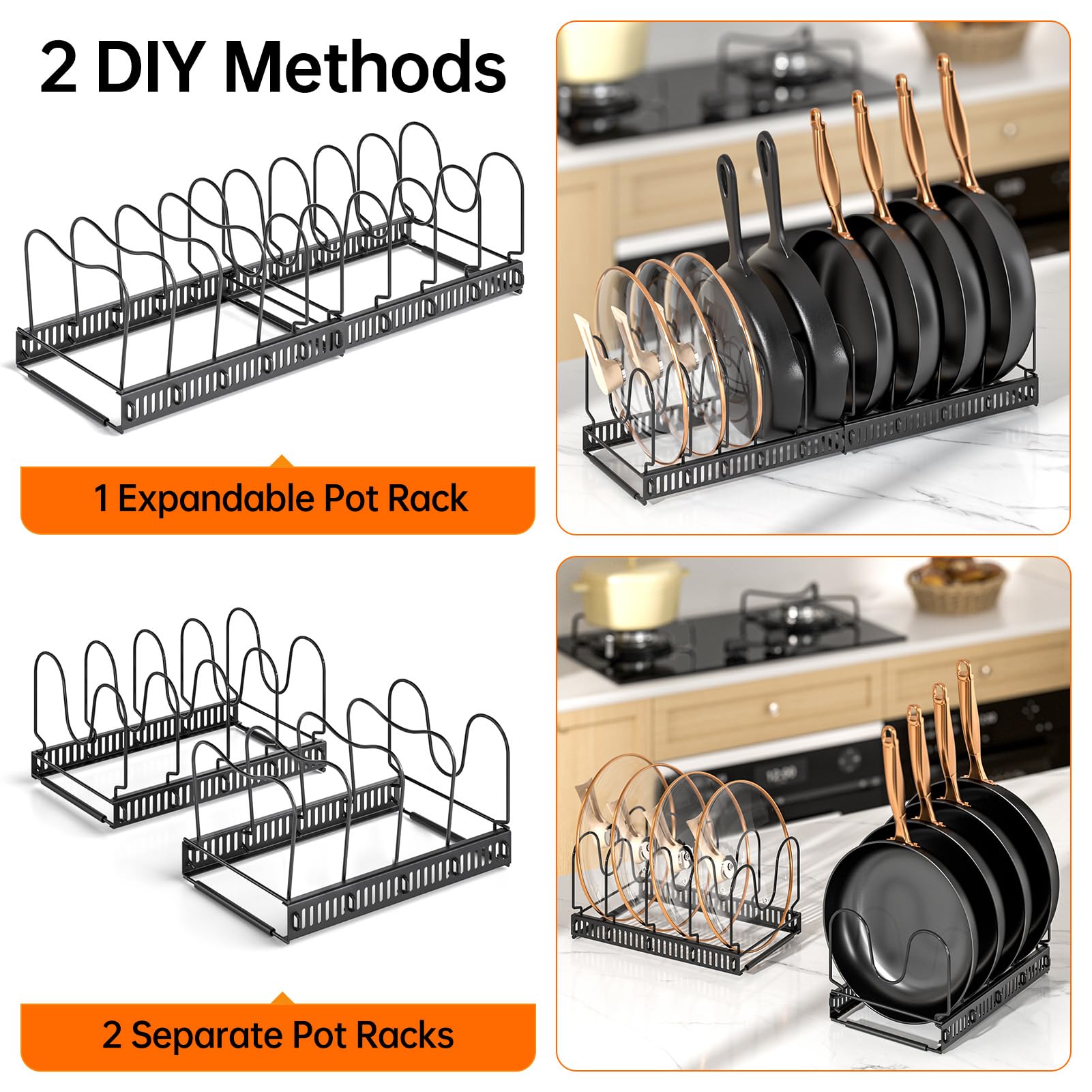 MUDEELA 10 adjustable dividers customize cabinet for lids, pans, and boards