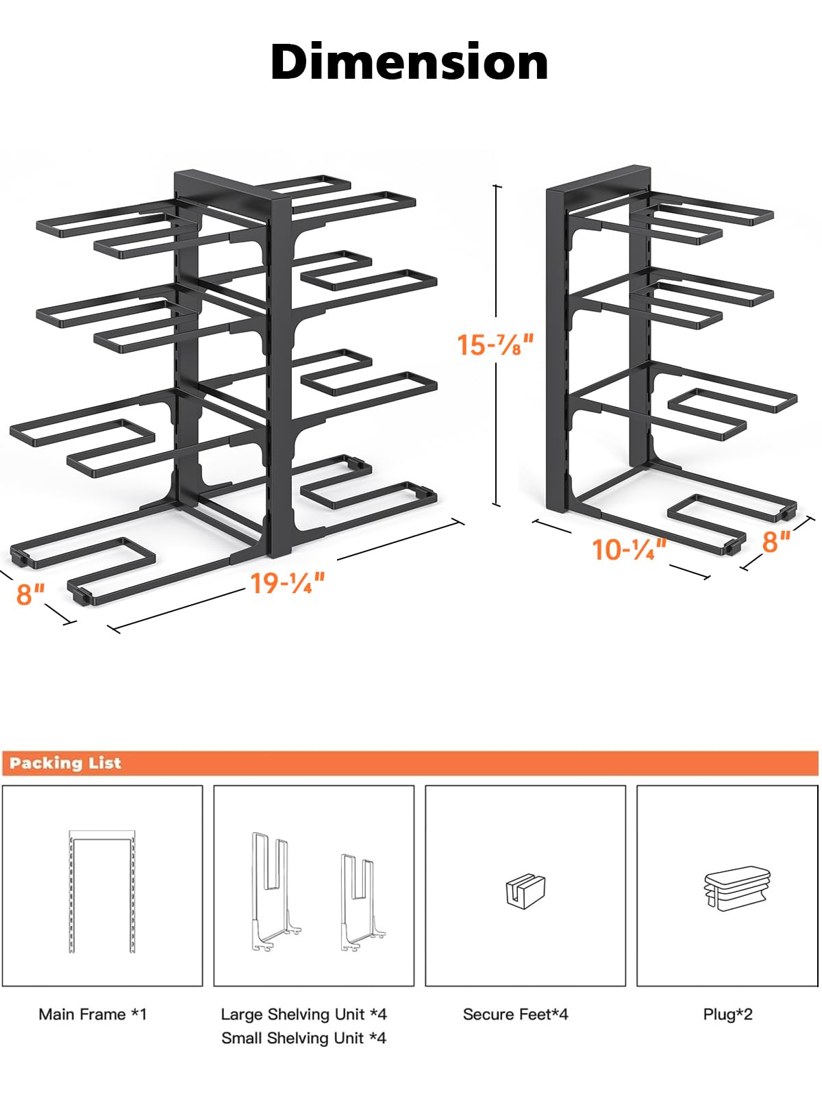 MUDEELA adjustable-tier design demonstrates customizable storage for various cookware sizes.