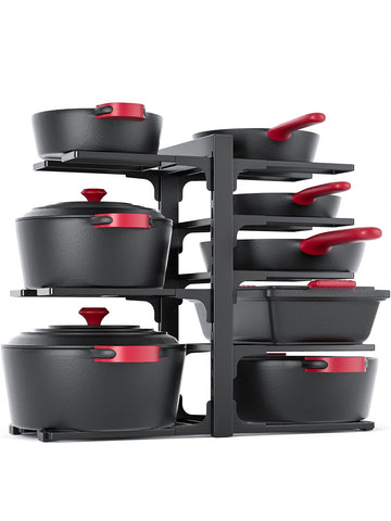 MUDEELA 8-tier organizer front view with accessible pots and stable storage.