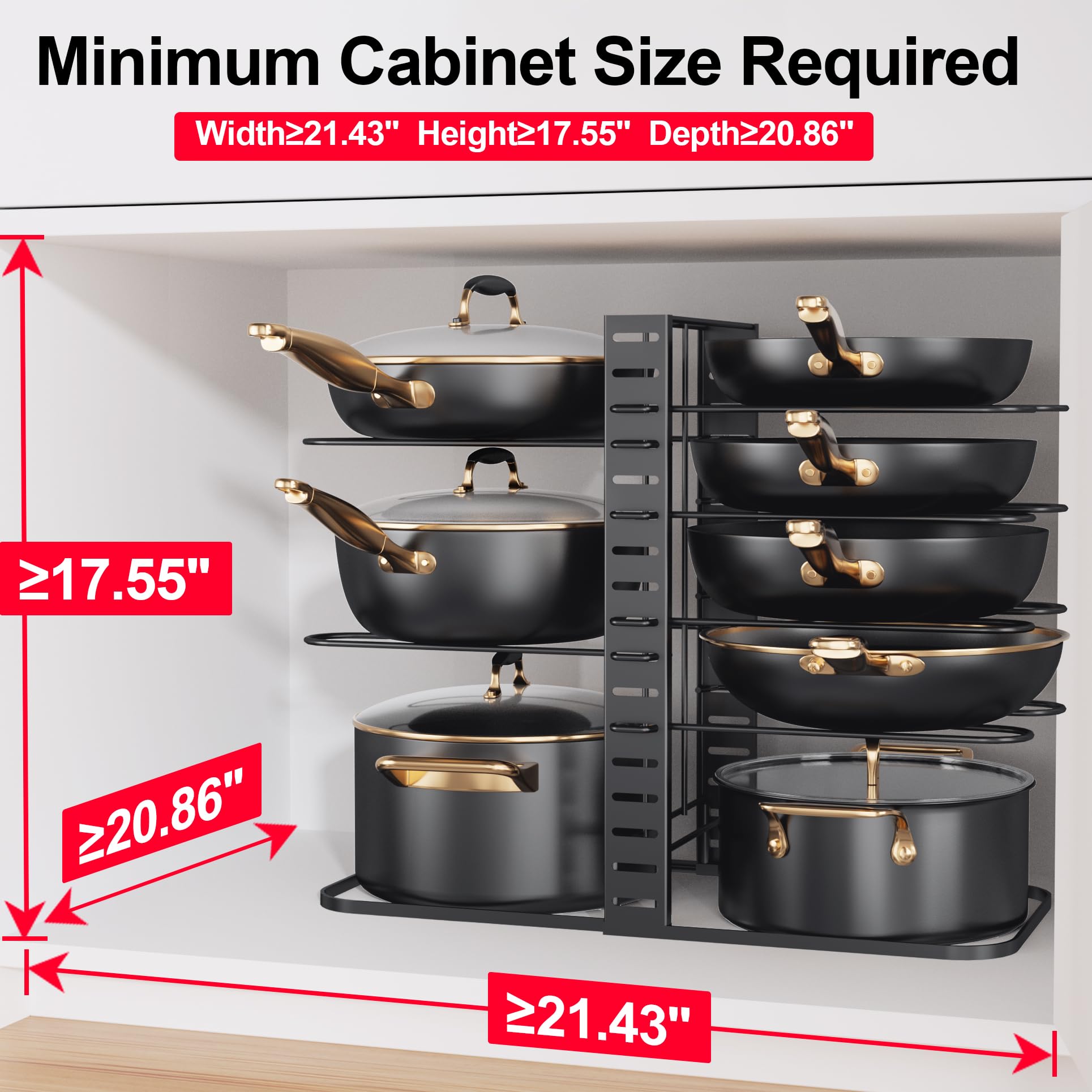 MUDEELA adjustable dividers maximize pot fit across different sizes.