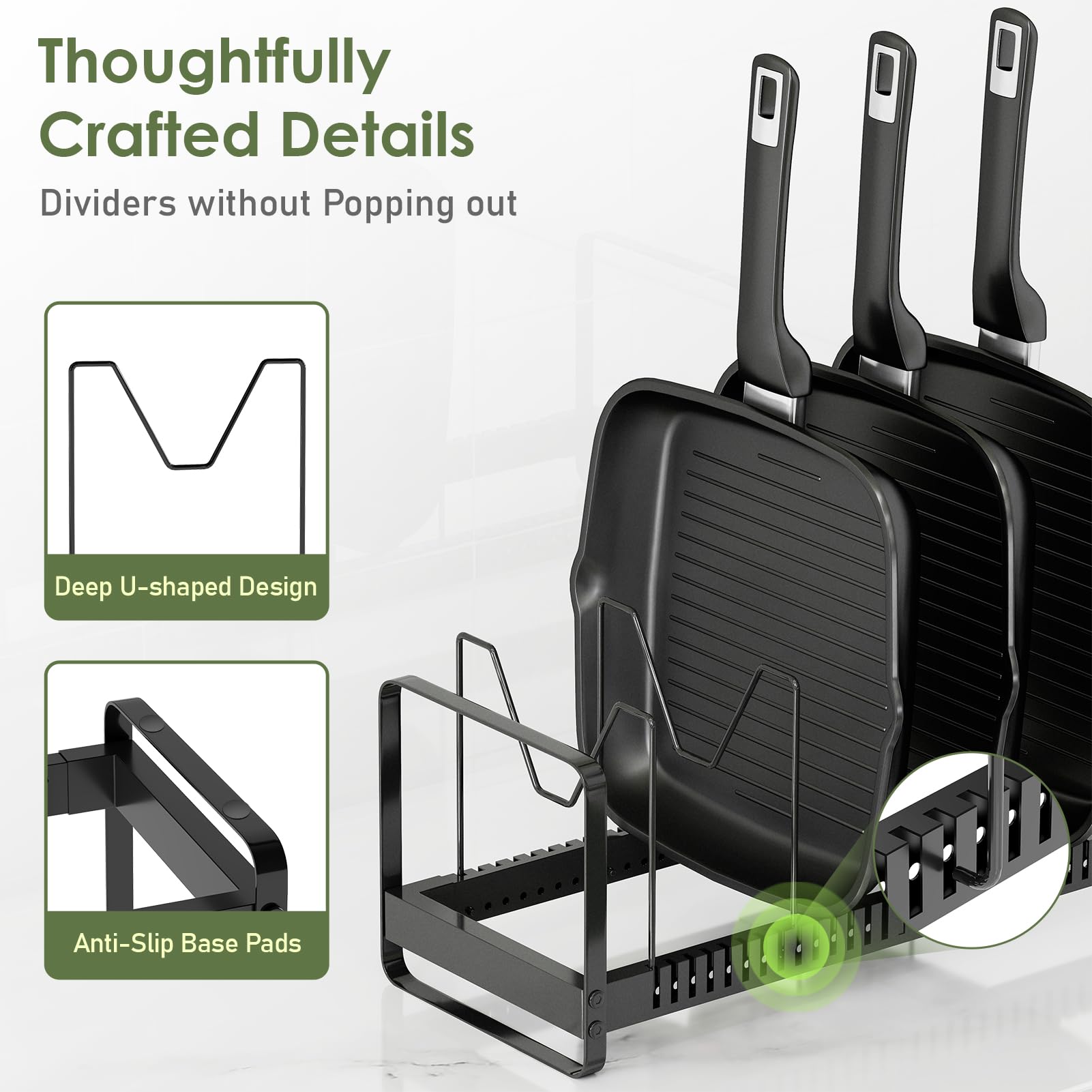 MUDEELA cutting board organizer keeps boards organized and reachable