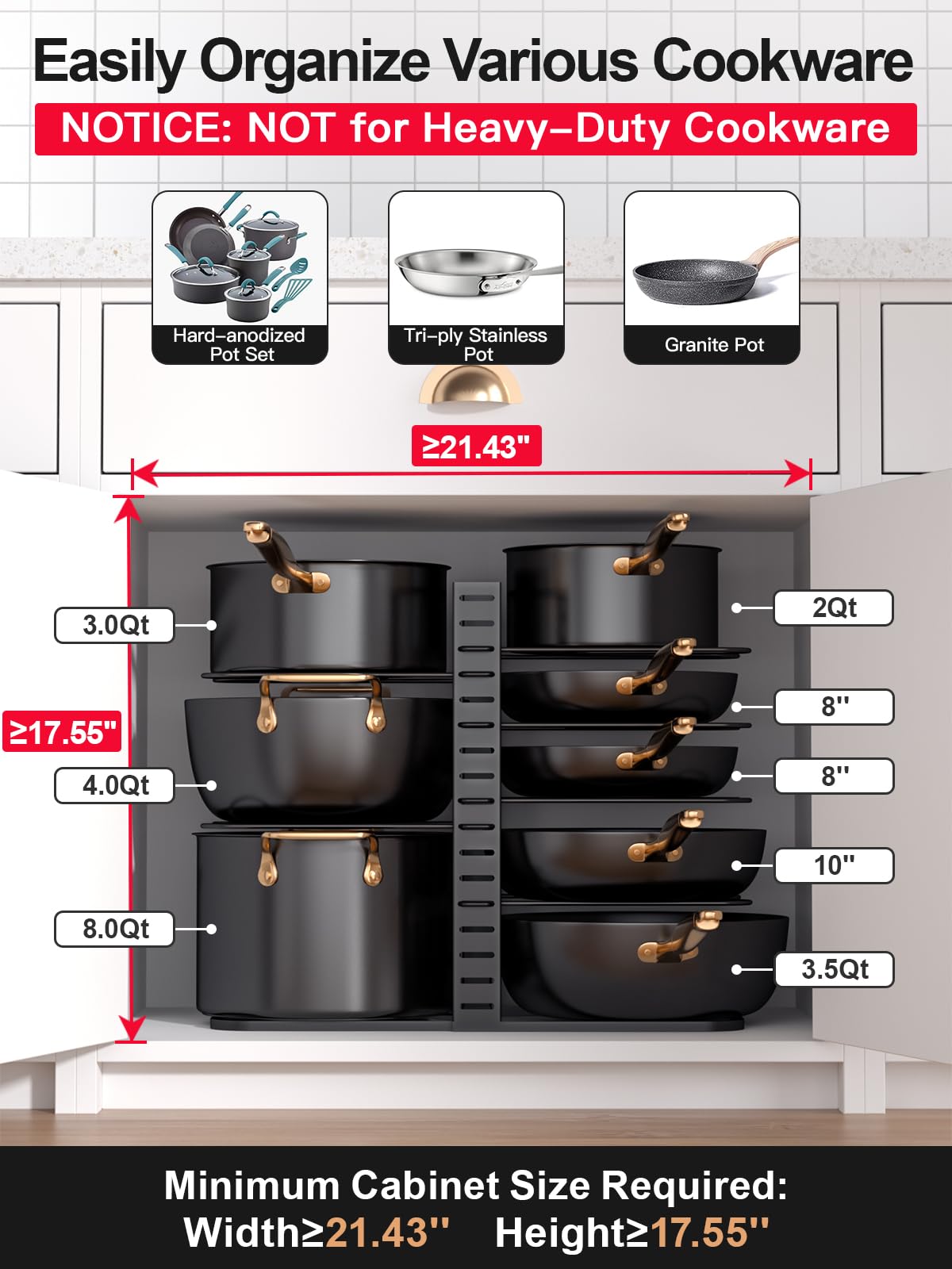 MUDEELA pan rack offers 3 DIY setup options for flexible installation.