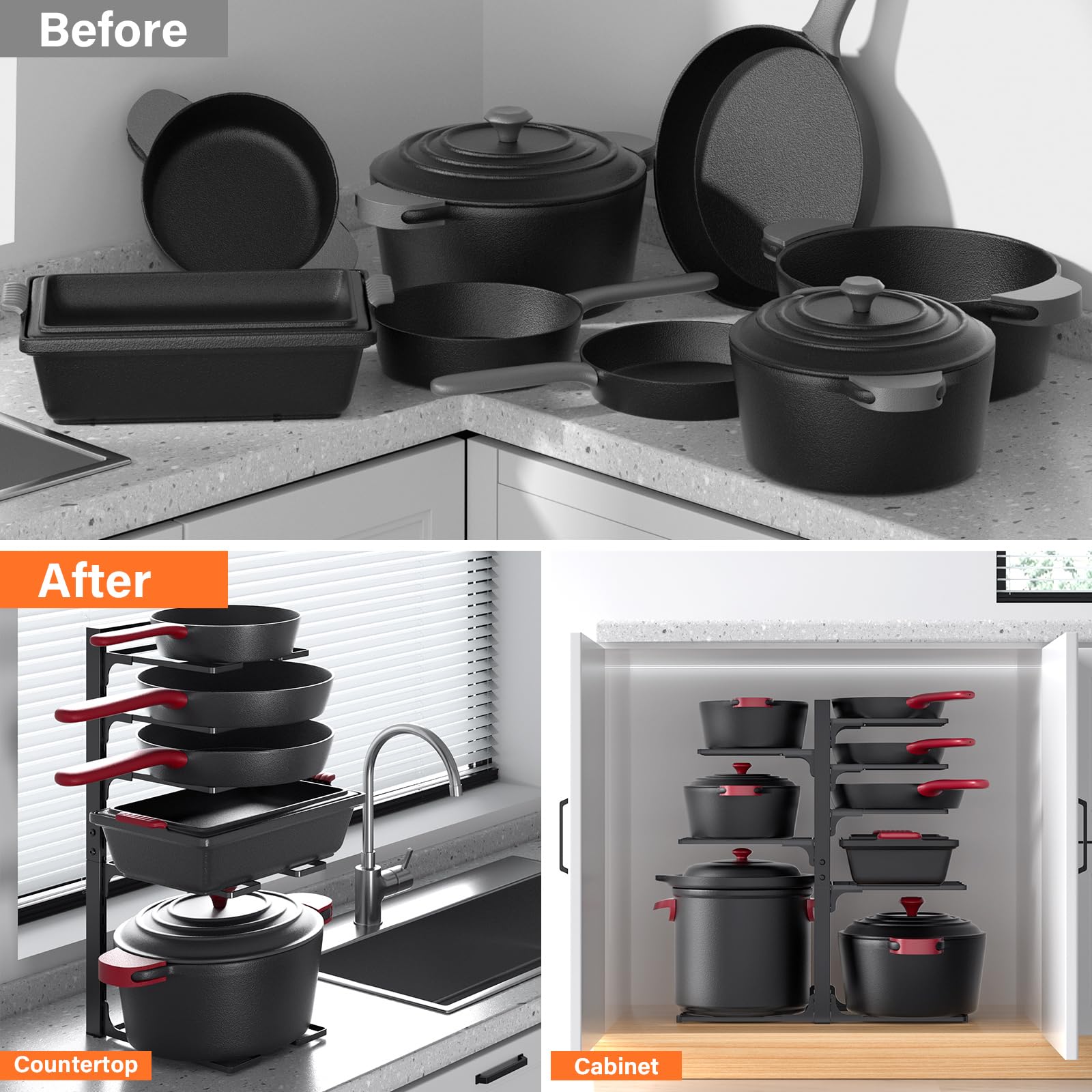 MUDEELA dual eagle-hook grip stabilizes shelves during daily cooking tasks.