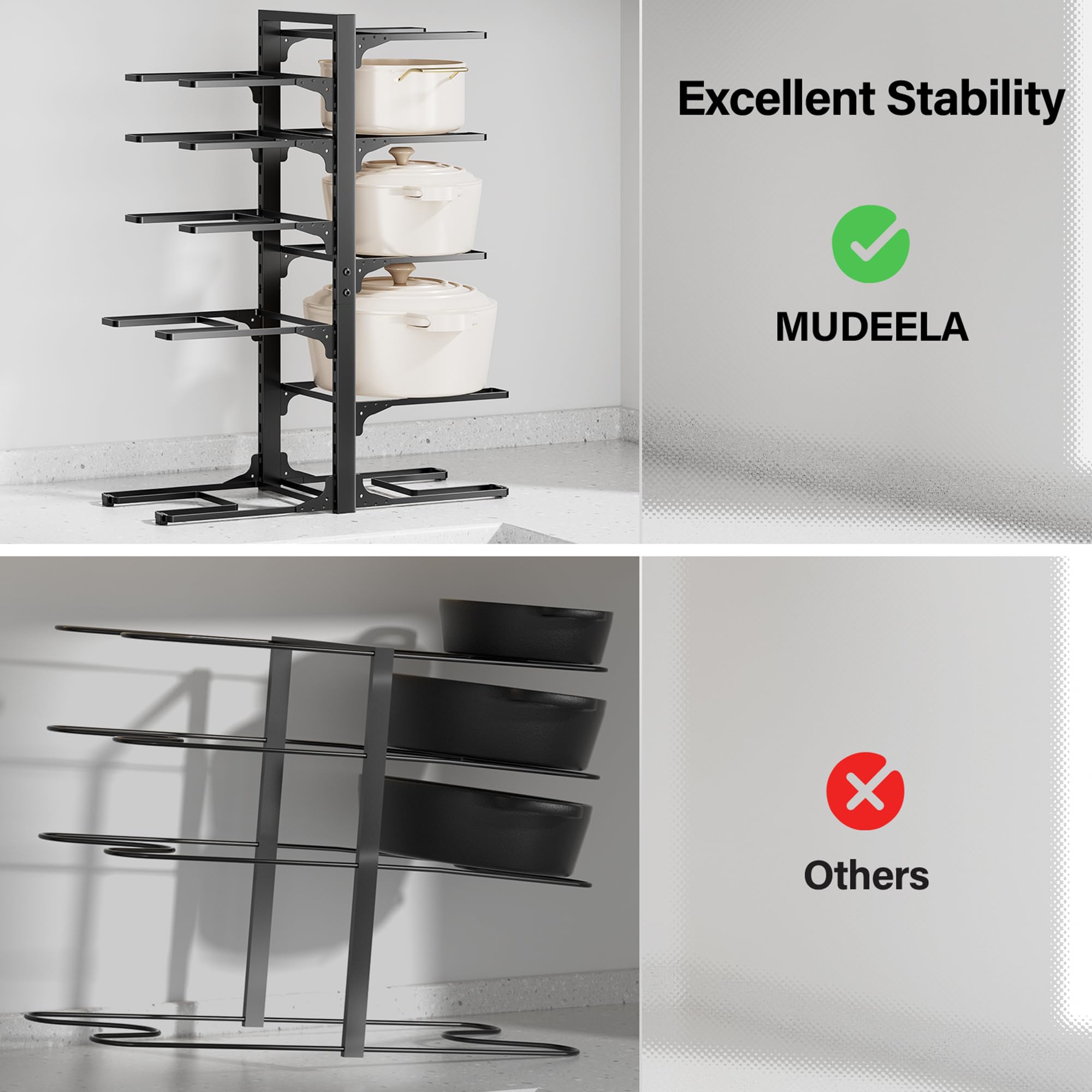 MUDEELA dual-sided setup illustrates flexible space-saving configuration.