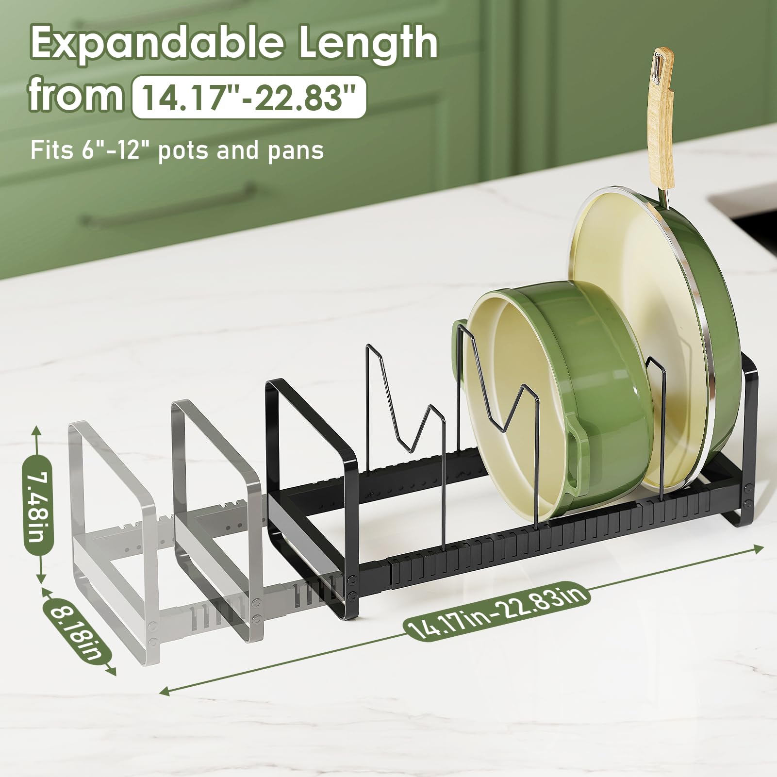 MUDEELA expandable lid organizer stacks lids neatly for easy access