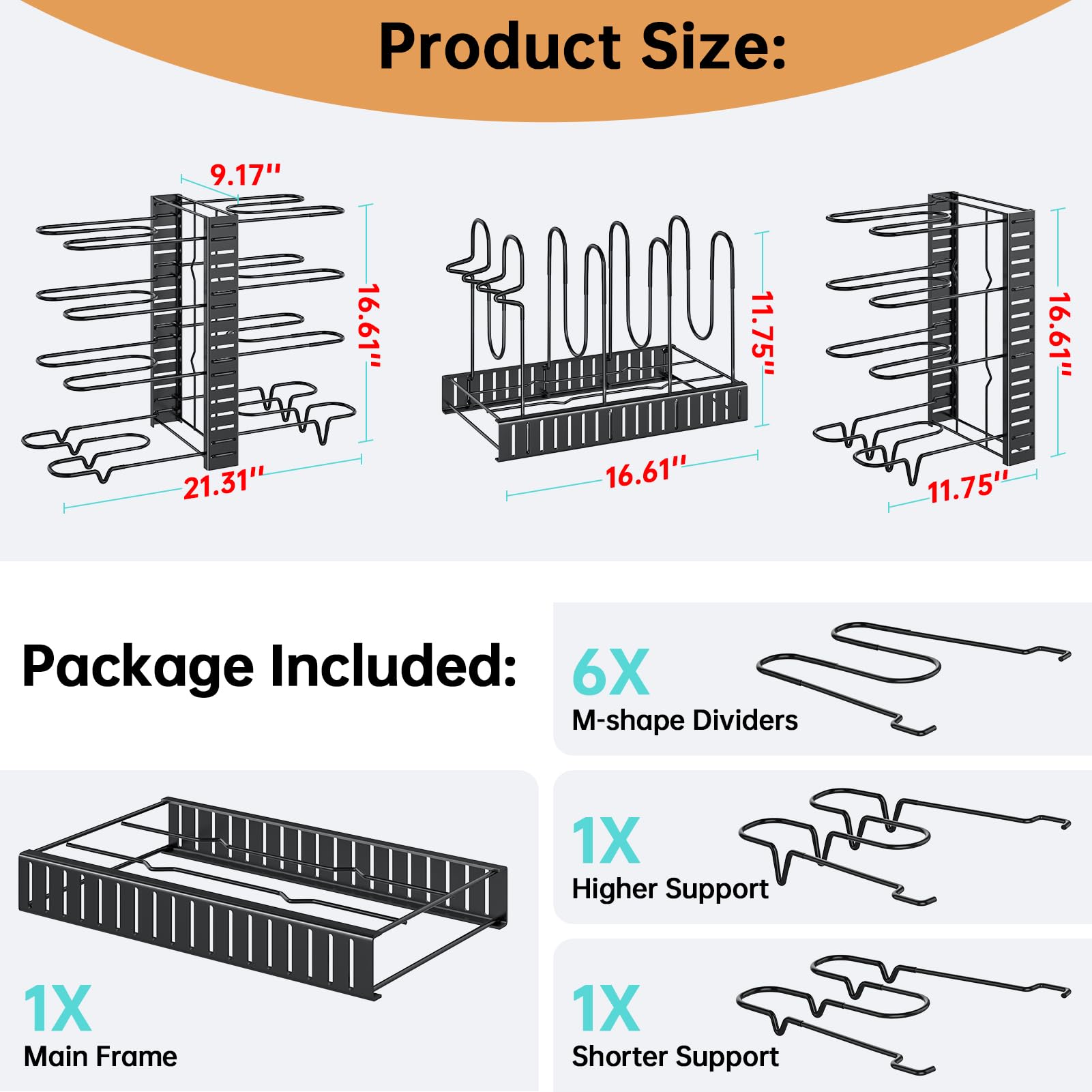 MUDEELA keeps pots, lids, trays, and boards within reach.