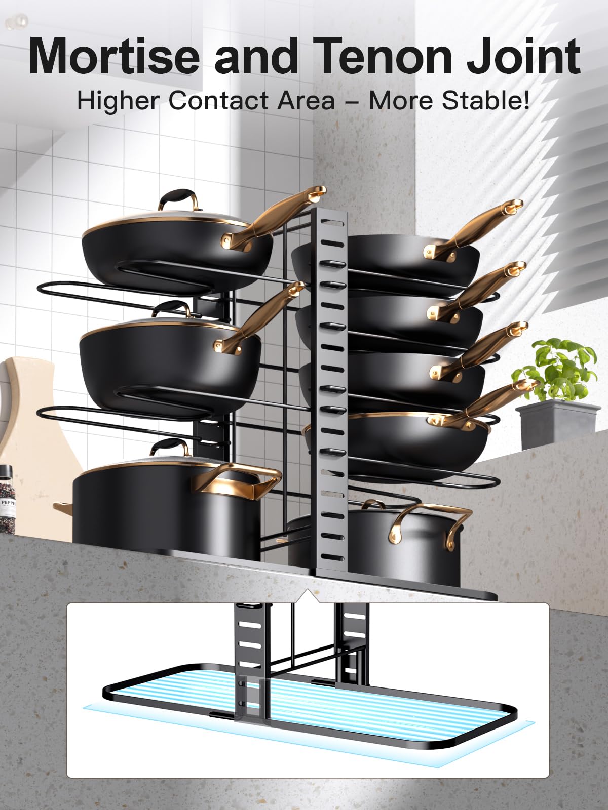 MUDEELA wobble-free design keeps pans secure during everyday use.