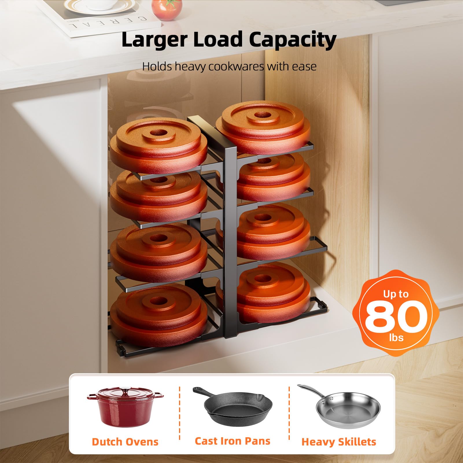 MUDEELA eight-tier design maximizes kitchen space and visibility.
