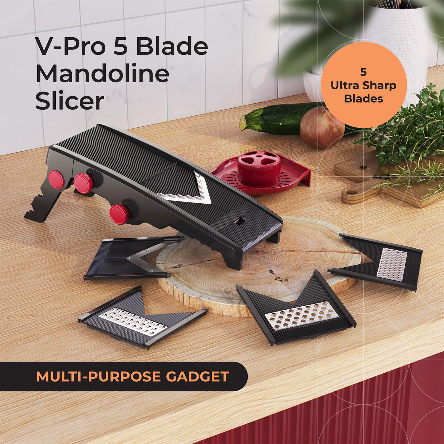 Mueller Austria Mandoline Slicer five blades set for versatile slicing and grating