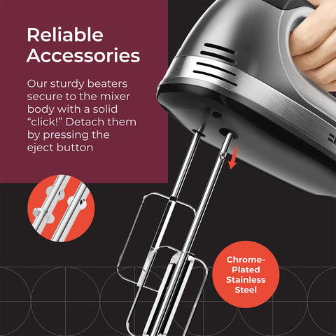 Snap-on storage case keeps attachments organized and accessible.