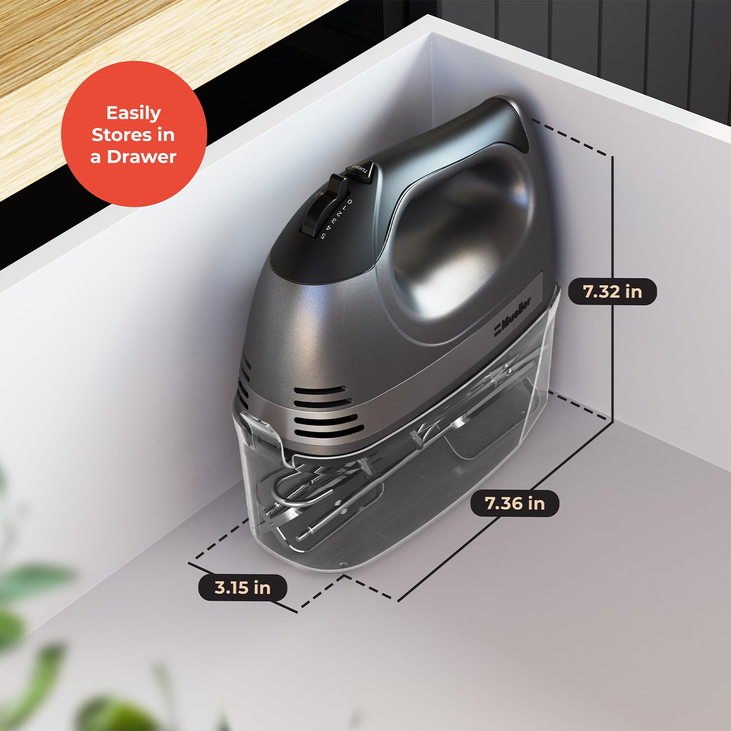 Stainless steel attachments deliver consistent results for batters and creams.