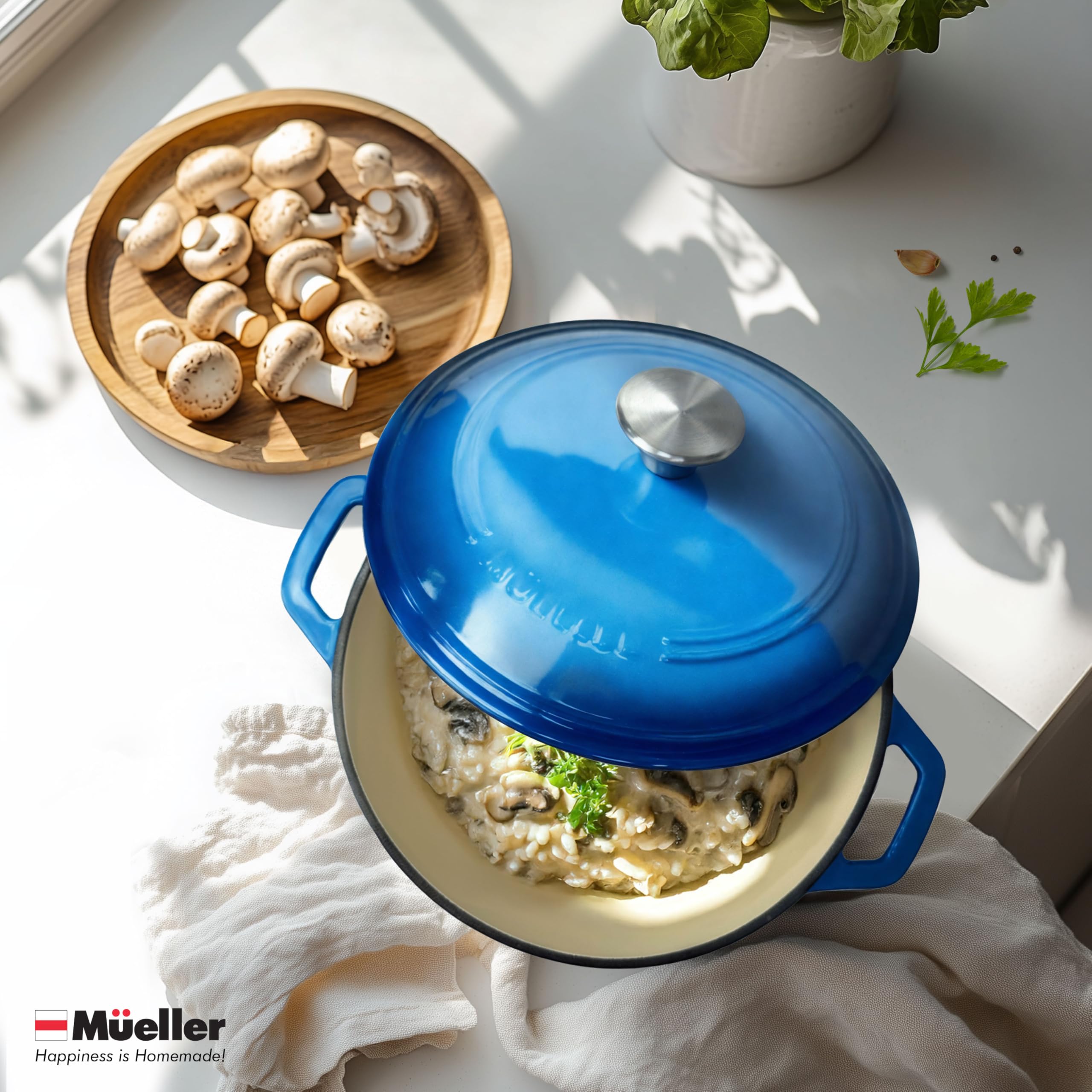 MUELLER HOME dishwasher safe design simplifies cleanup after braises