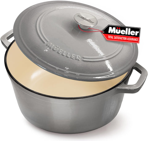 Mueller Home 6qt dutch oven with lid, ideal for braising and stews.