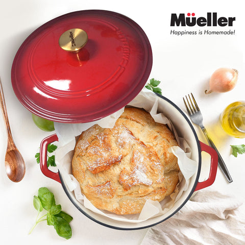 Mueller Home DuraCast 6qt Dutch Oven table-ready presentation for meals.