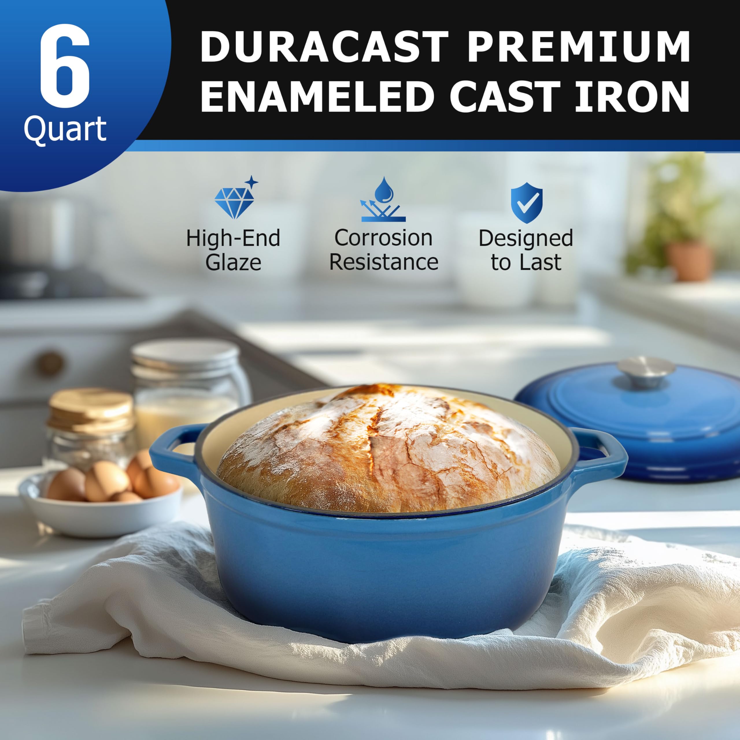 MUELLER HOME dutch oven lid with ergonomic knob for a secure seal