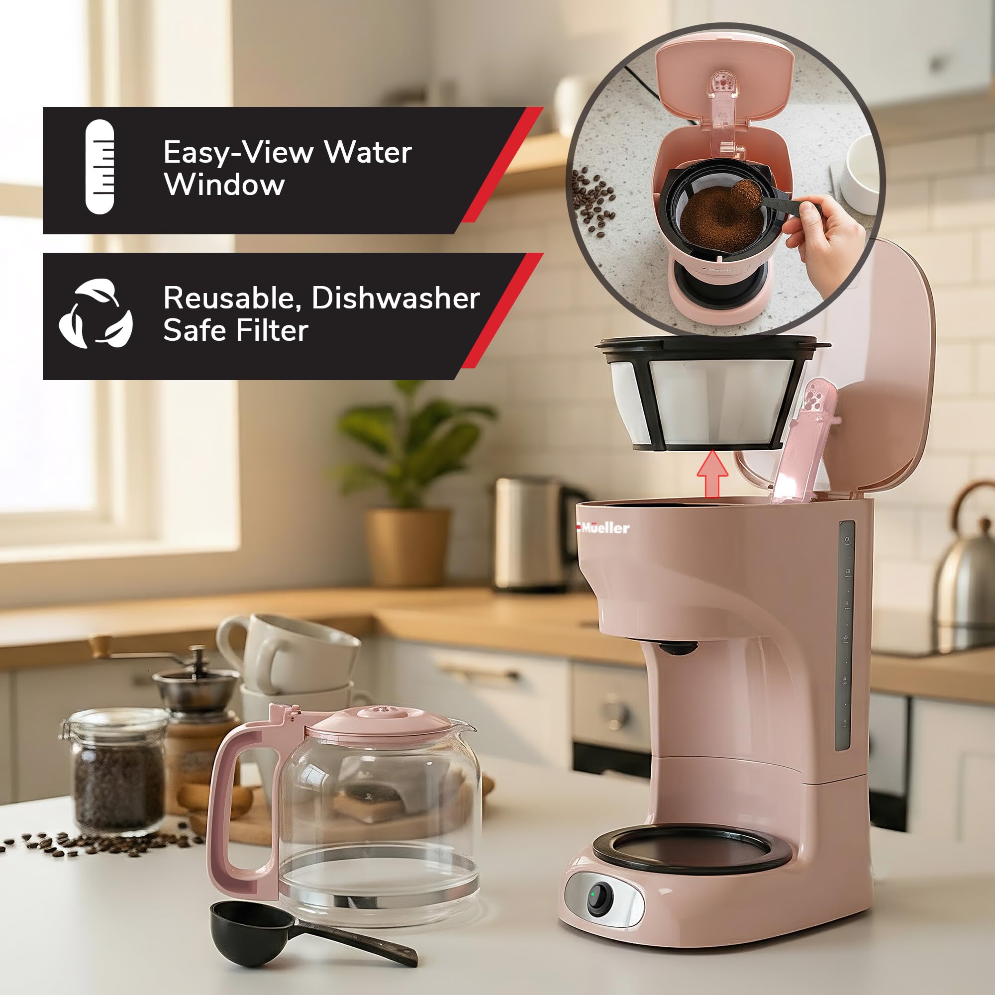 MUELLER HOME non-slip feet provide stable placement on countertops