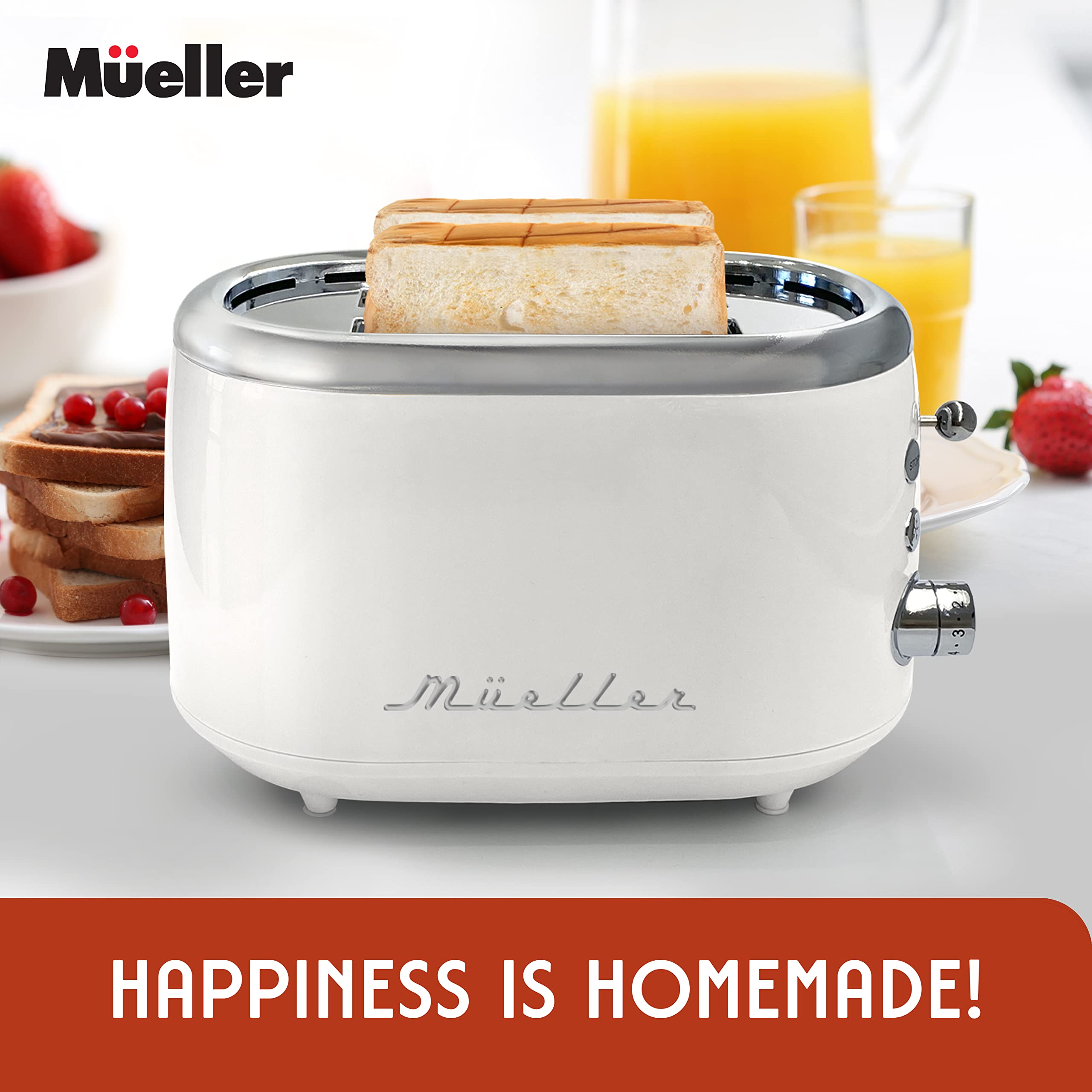 MUELLER HOME Retro Toaster compact countertop design for daily use.