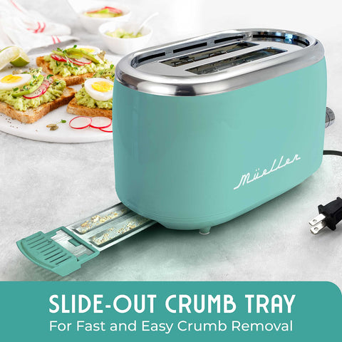 MUELLER HOME retro toaster removable crumb tray for easy cleanup