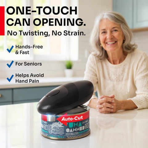 MUELLER HOME SmoothEdge one-touch operation enables effortless, hands-free can opening.