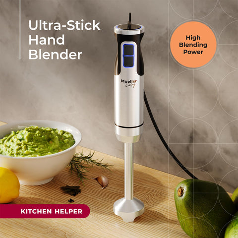 Mueller immersion blender Turbo Mode enables faster blending for sauces.